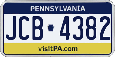 PA license plate JCB4382