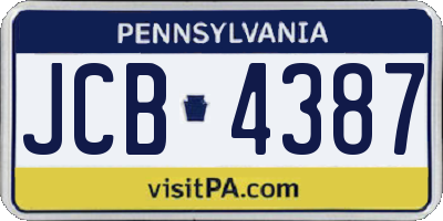 PA license plate JCB4387