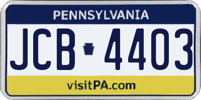 PA license plate JCB4403