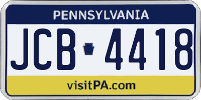 PA license plate JCB4418