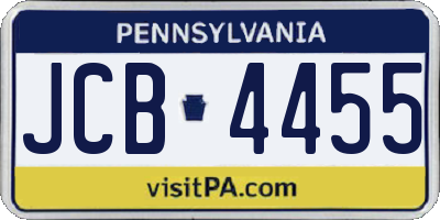 PA license plate JCB4455
