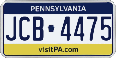 PA license plate JCB4475