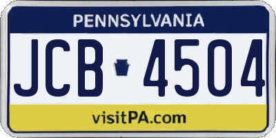 PA license plate JCB4504