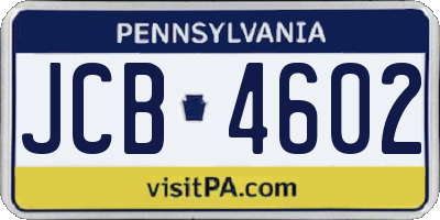 PA license plate JCB4602