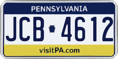 PA license plate JCB4612
