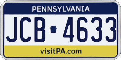 PA license plate JCB4633