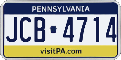 PA license plate JCB4714