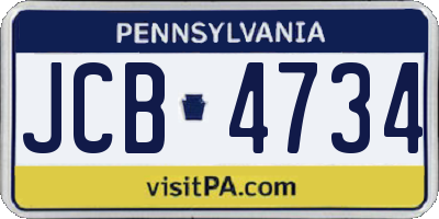 PA license plate JCB4734