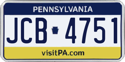 PA license plate JCB4751