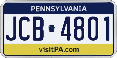 PA license plate JCB4801