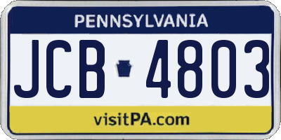 PA license plate JCB4803