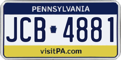 PA license plate JCB4881