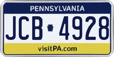 PA license plate JCB4928