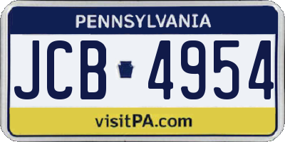 PA license plate JCB4954