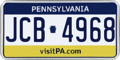 PA license plate JCB4968