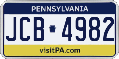 PA license plate JCB4982