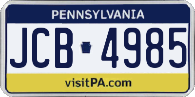 PA license plate JCB4985