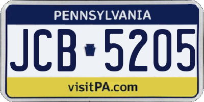 PA license plate JCB5205