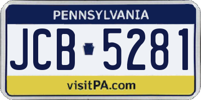 PA license plate JCB5281