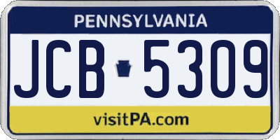 PA license plate JCB5309