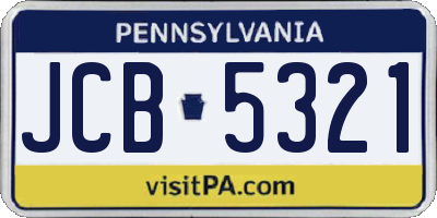 PA license plate JCB5321