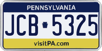PA license plate JCB5325