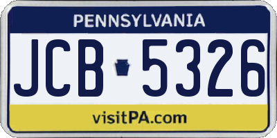 PA license plate JCB5326