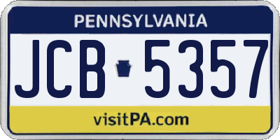 PA license plate JCB5357