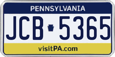 PA license plate JCB5365