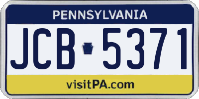 PA license plate JCB5371
