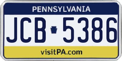 PA license plate JCB5386