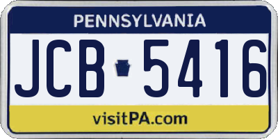 PA license plate JCB5416