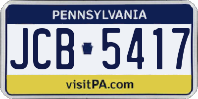 PA license plate JCB5417