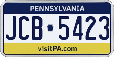 PA license plate JCB5423