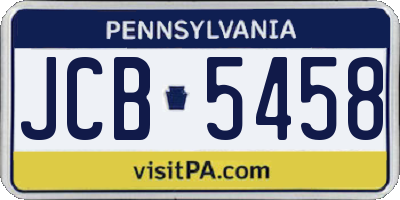 PA license plate JCB5458