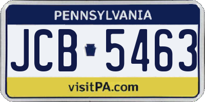 PA license plate JCB5463