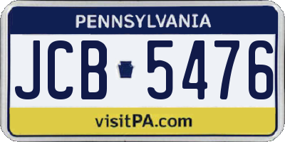 PA license plate JCB5476