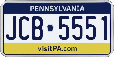 PA license plate JCB5551