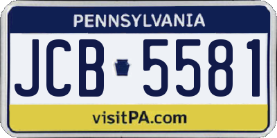 PA license plate JCB5581