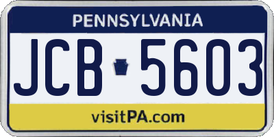 PA license plate JCB5603