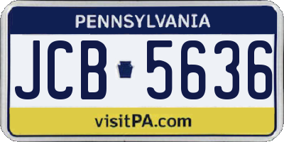 PA license plate JCB5636
