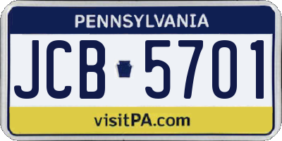 PA license plate JCB5701