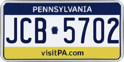 PA license plate JCB5702