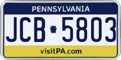 PA license plate JCB5803