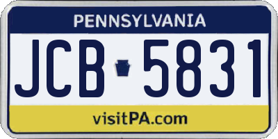 PA license plate JCB5831