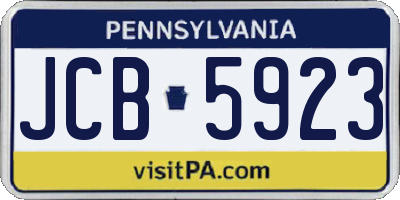 PA license plate JCB5923