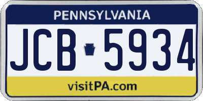 PA license plate JCB5934