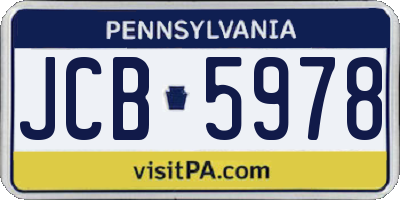 PA license plate JCB5978