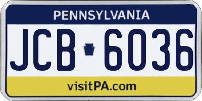 PA license plate JCB6036