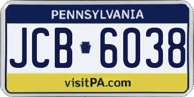 PA license plate JCB6038